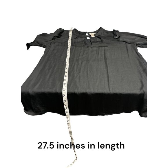 Dolan Left Coast Collection Womens Ruffle Sleeve Blouse Black Medium - Picture 6 of 6